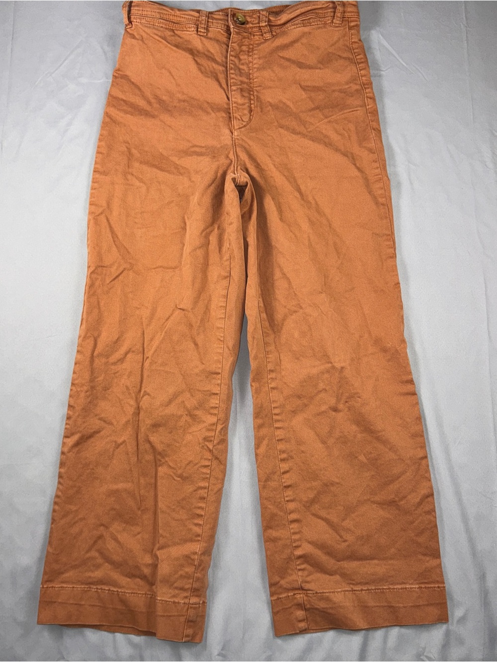 Marine Layer Pants Womens 8 Brown Twill Chino Pockets Stretch Ankle Crop Casual